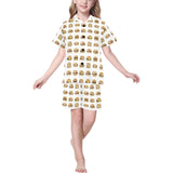 Hamburger Pattern Print Design 02 Kids' Boys' Girls' V-Neck Short Pajama Set