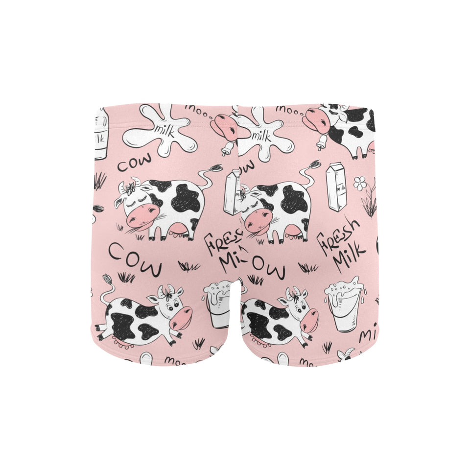 Cows milk product pink background Men's Swimming Trunks