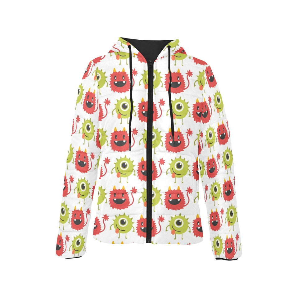 Alien Pattern Print Design 05 Women's Padded Hooded Jacket