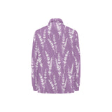 Lavender flowers purple pattern Women's Long Sleeve Polo Shirt