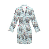 Lovely Sea Otter Pattern Women's Long Sleeve Belted Night Robe