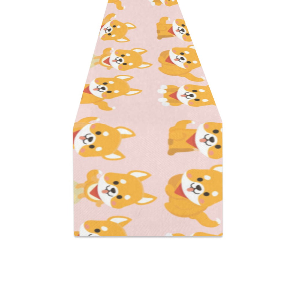 Cute shiba inu dog pattern Table Runner