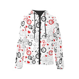 Bicycle Pattern Print Design 04 Women's Padded Hooded Jacket