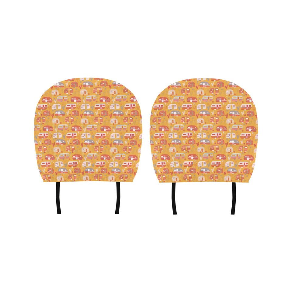 Camper Van Pattern Print Design 04 Car Headrest Cover