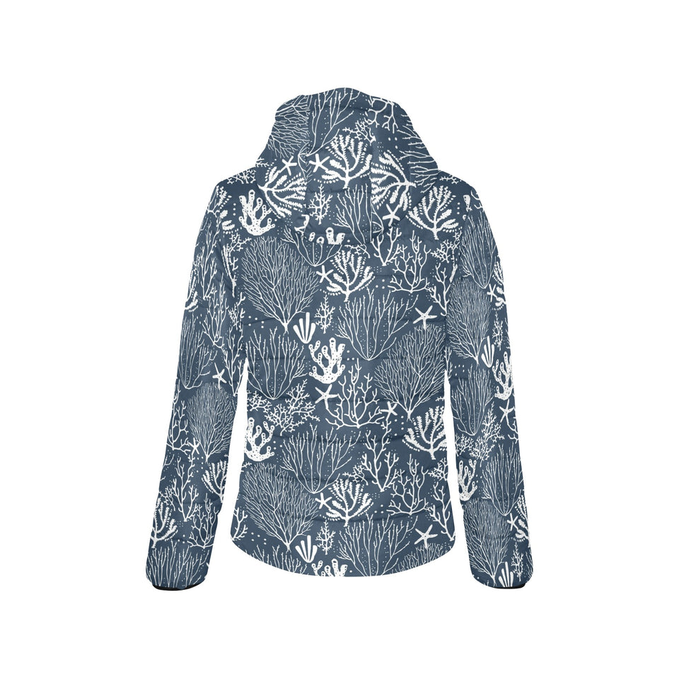 Coral Reef Pattern Print Design 05 Women's Padded Hooded Jacket
