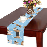 Beagle dog blue background pattern Table Runner