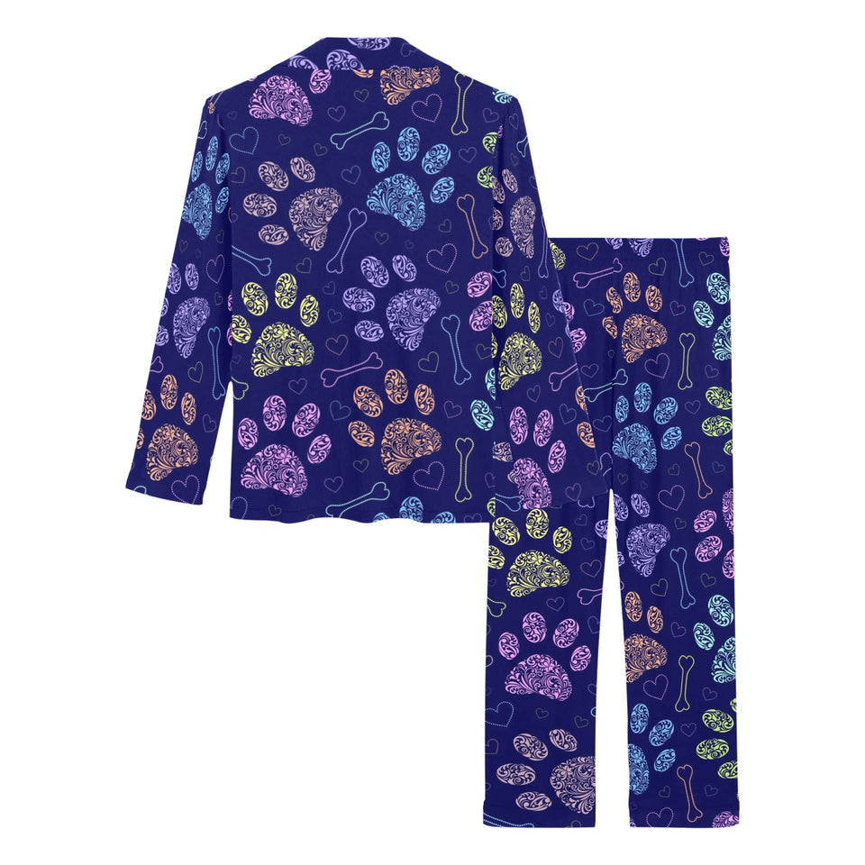 Dog Paws Pattern Print Design 02 Women's Long Pajama Set