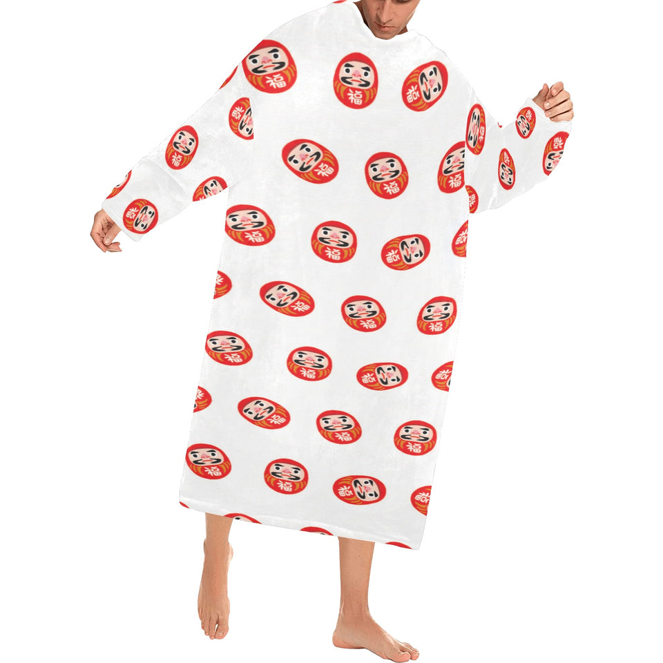 Daruma japanese wooden doll pattern Blanket Robe with Sleeves
