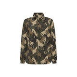 Horse Camouflage Pattern Women's Long Sleeve Polo Shirt
