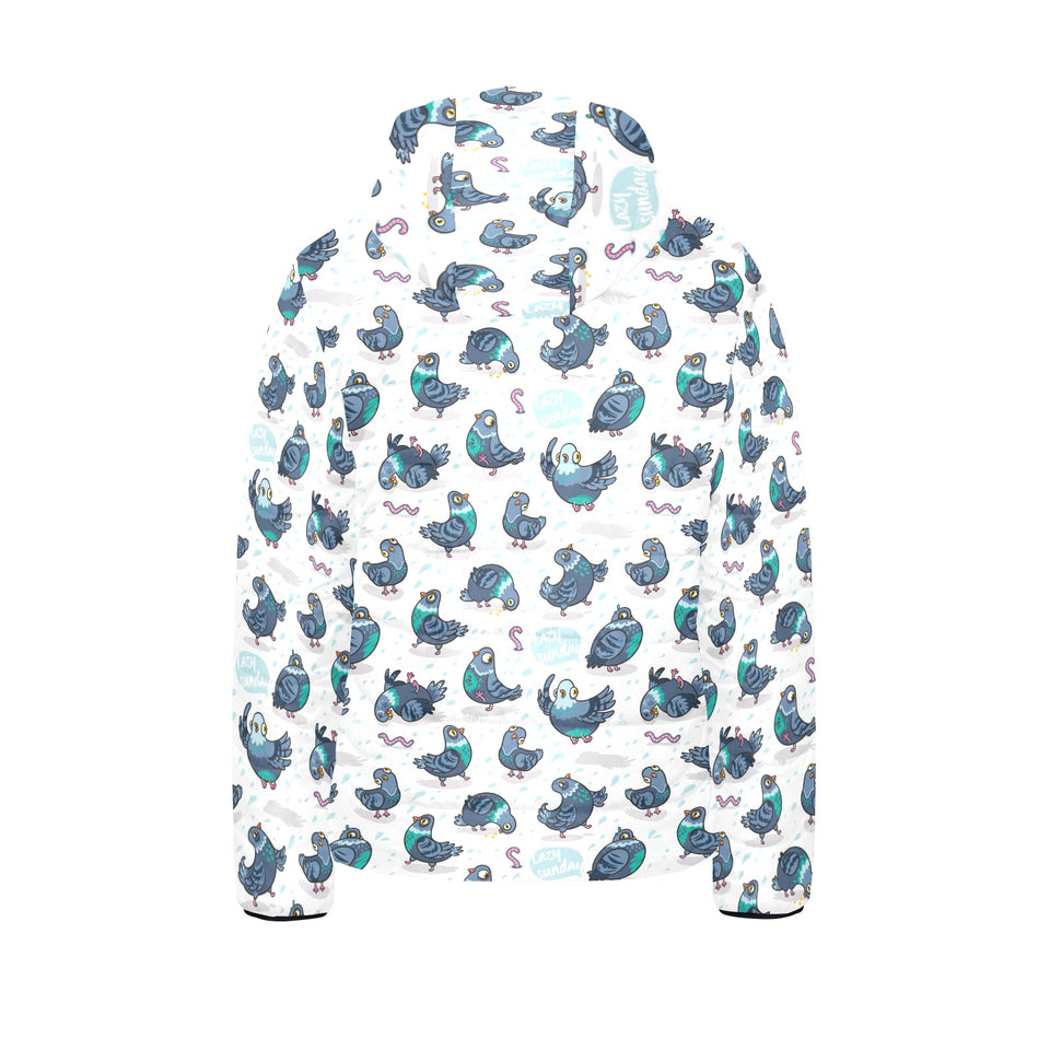 Pigeon Pattern Print Design 02 Kids' Boys' Girls' Padded Hooded Jacket