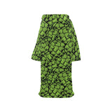 Green hop pattern Blanket Robe with Sleeves