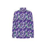 Eggplant Pattern Print Design 03 Women's Long Sleeve Polo Shirt