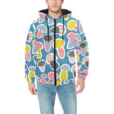 Colorful mushroom design pattern Men's Padded Hooded Jacket