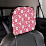 Maneki neko cat sakura pink background Car Headrest Cover