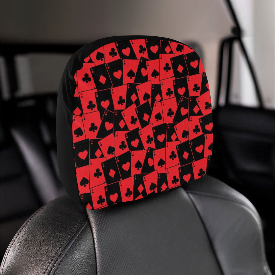 Casino Cards Suits Pattern Print Design 02 Car Headrest Cover