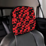 Casino Cards Suits Pattern Print Design 02 Car Headrest Cover