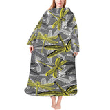 Hand drawn dragonfly pattern Blanket Robe with Sleeves