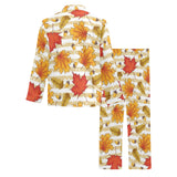 Maple leaf oak leaf acorns beige striped backgroun Men's Long Pajama Set