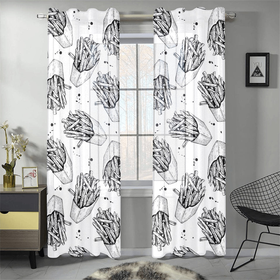 Hand drawn french fries pattern Gauze Curtain
