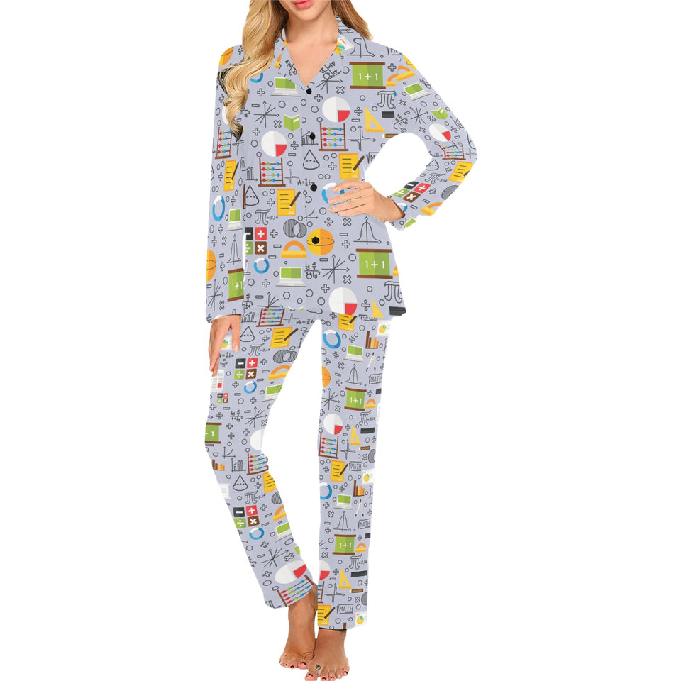 Math Pattern Print Design 04 Women's Long Pajama Set