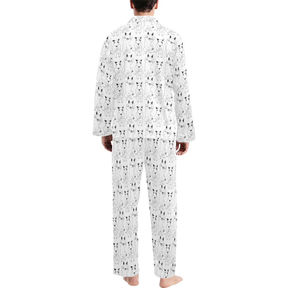 Bull Terrier Pattern Print Design 02 Men's Long Pajama Set