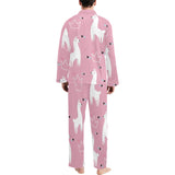 Llama Alpaca pink background Men's Long Pajama Set
