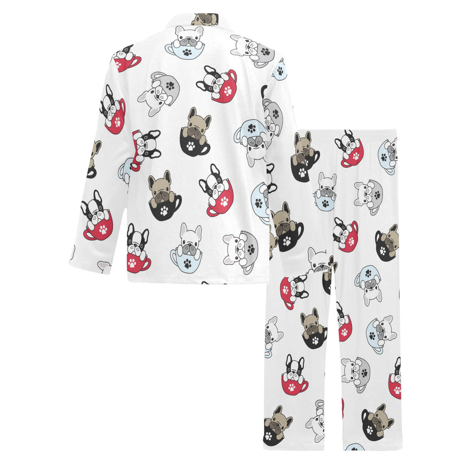 French bulldog cup paw pattern Men's Long Pajama Set