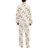 Cute corgi heart star bone pattern Men's Long Pajama Set