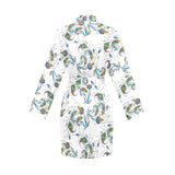 Peacock feather pattern Women's Long Sleeve Belted Night Robe