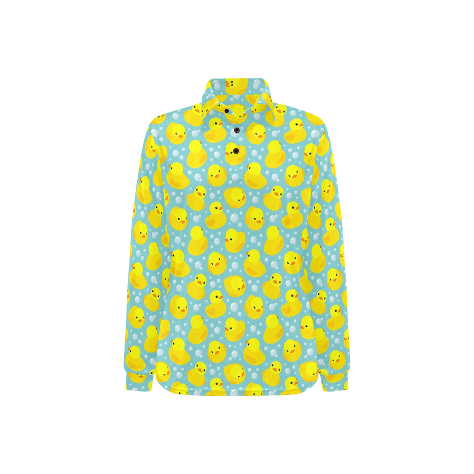 Duck Pattern Print Design 03 Women's Long Sleeve Polo Shirt