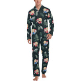 Cute sloths sleeping christmas ball santa hat patt Men's Long Pajama Set