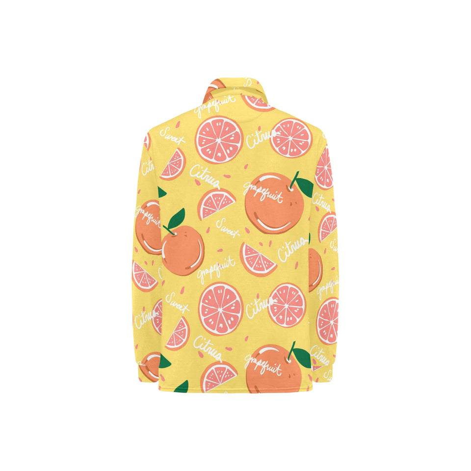 Grapefruit yellow background Women's Long Sleeve Polo Shirt