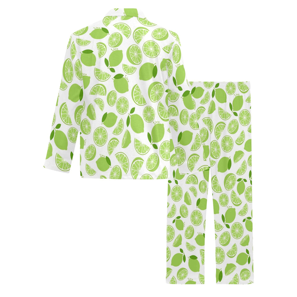 Lime design pattern Men's Long Pajama Set