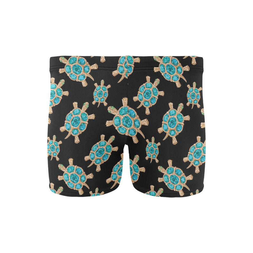 Sea turtle blue stone pattern Men's Swimming Trunks
