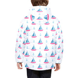 Sailboat anchor pattern Kids' Boys' Girls' Padded Hooded Jacket