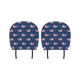 Cute sea lion seal christmas hat candy cane heart Car Headrest Cover