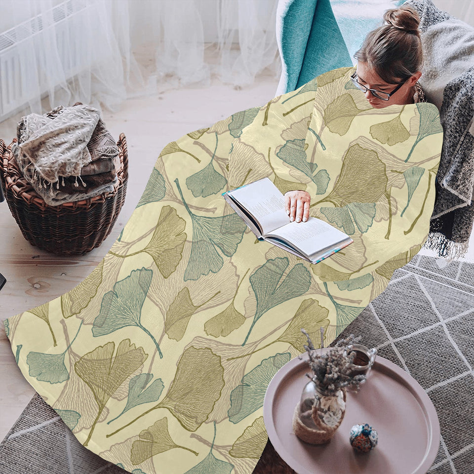 Ginkgo leaves design pattern Blanket Robe with Sleeves