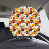 Colorful Maneki neko cat pattern Car Headrest Cover