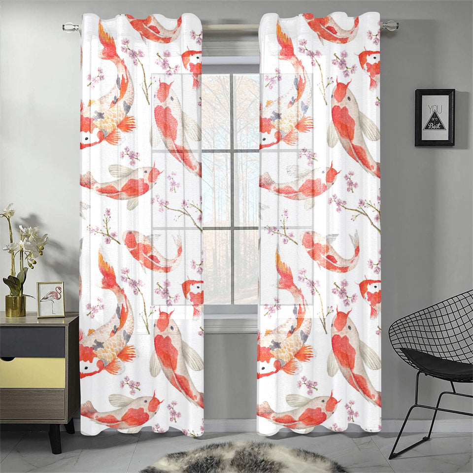 Watercolor Koi Fish Carp Fish pattern Gauze Curtain