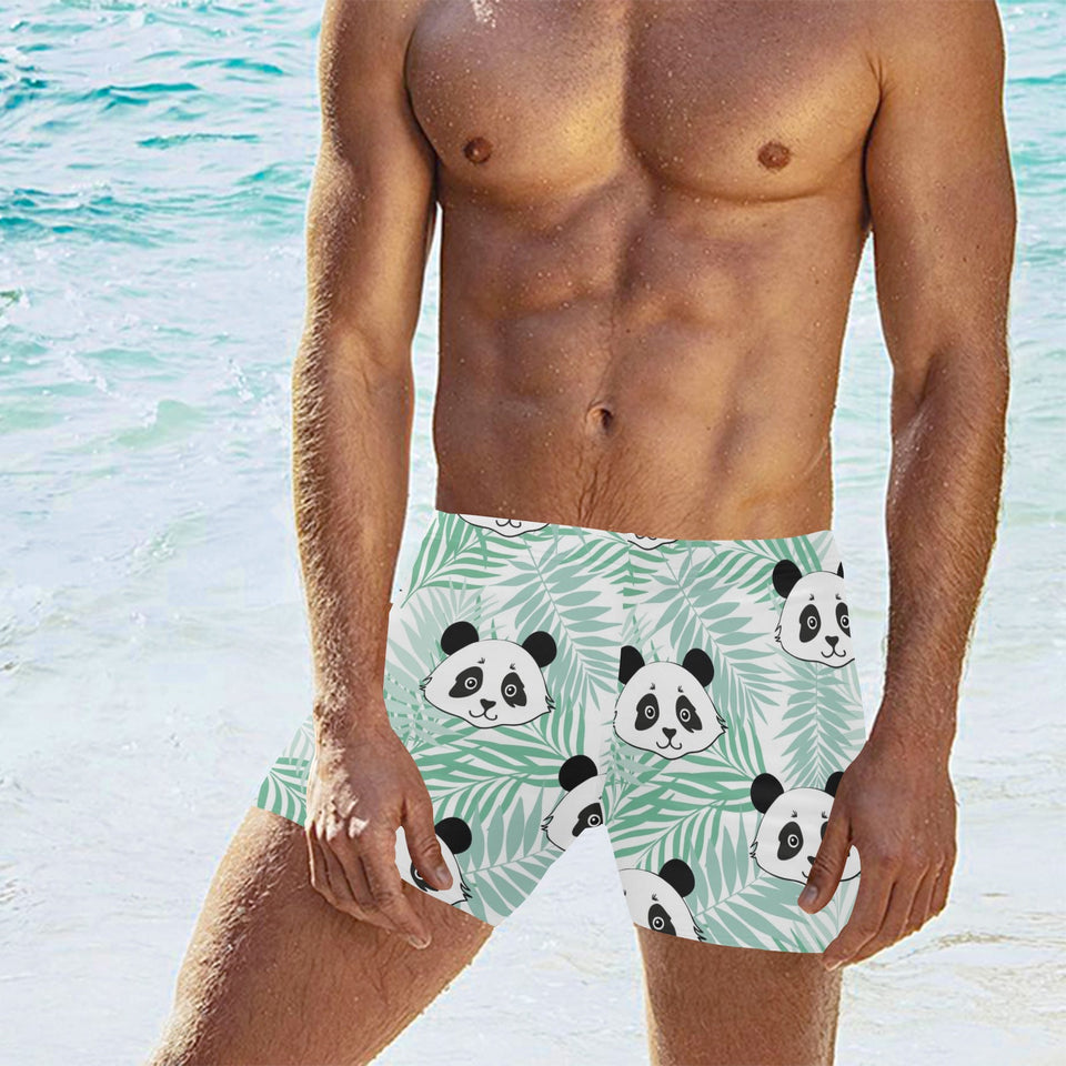 Panda pattern tropical leaves background Men's Swimming Trunks