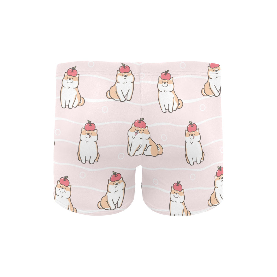 Cute Shiba Inu Dog Apple pattern Men's Swimming Trunks
