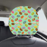 Colorful donut pattern green background Car Headrest Cover