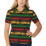 Canabis Marijuana Weed Pattern Print Design 04 Women's All Over Print Polo Shirt