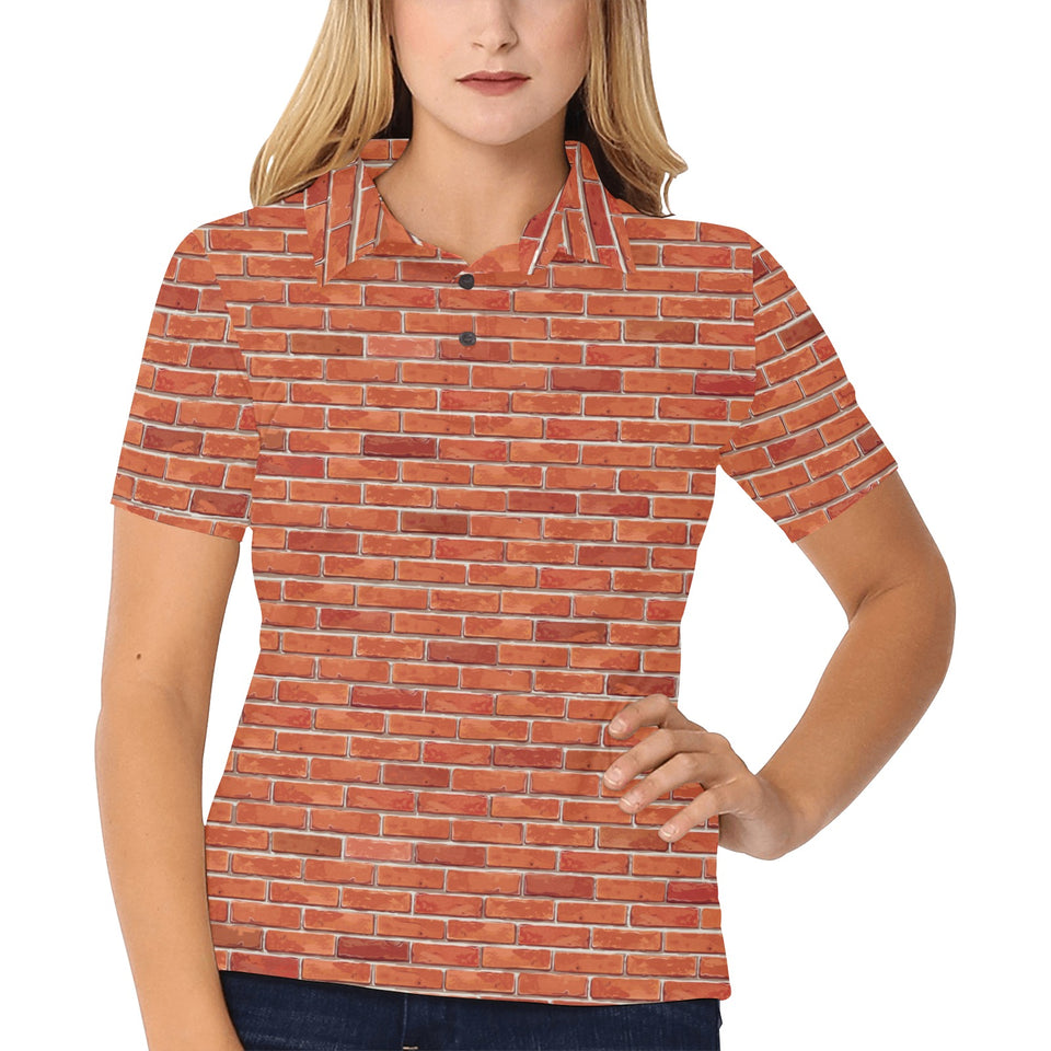 Brick Printed Pattern Print Design 03 Women's All Over Print Polo Shirt