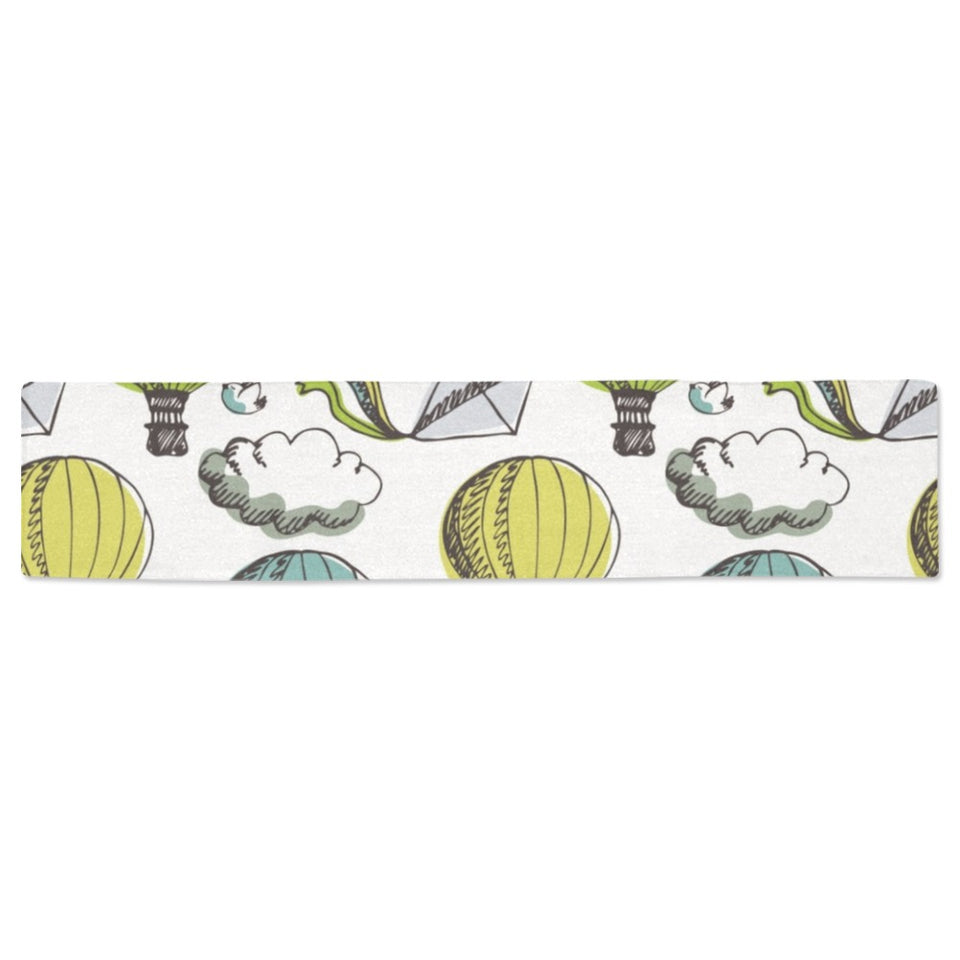 Hot Air Balloon Bird Cloud Pattern Table Runner