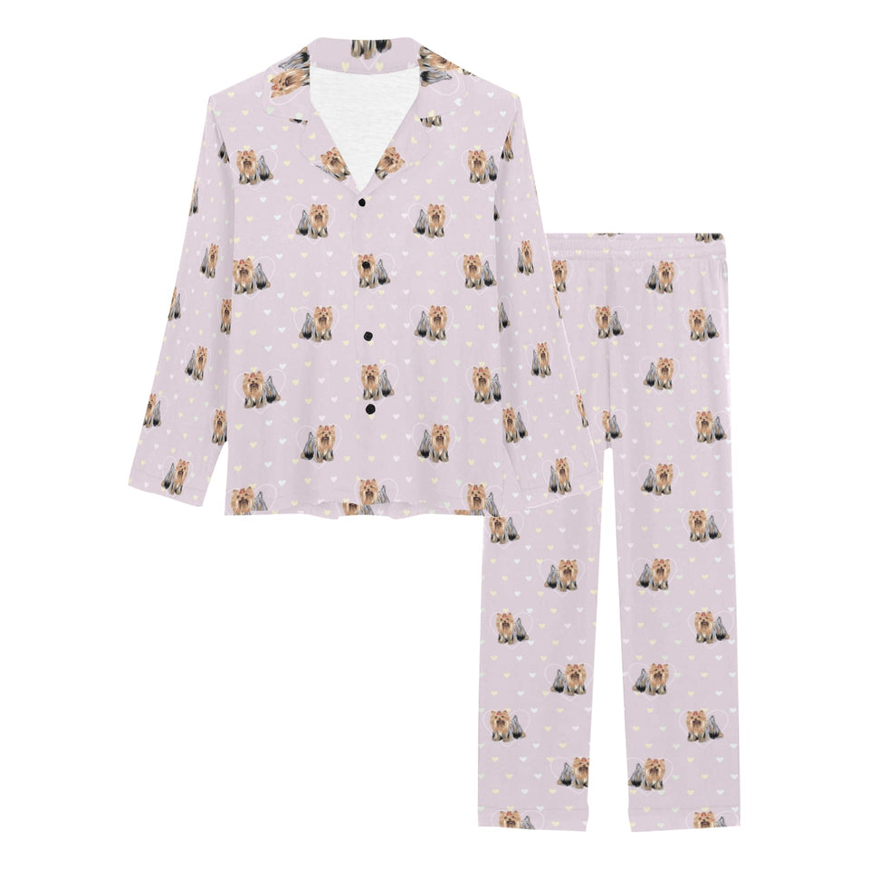Yorkshire Terrier Pattern Print Design 02 Women's Long Pajama Set
