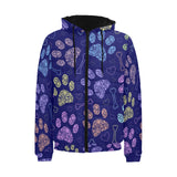 Dog Paws Pattern Print Design 02 Men's Padded Hooded Jacket