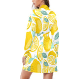 lemon design pattern Women's Long Sleeve Belted Night Robe