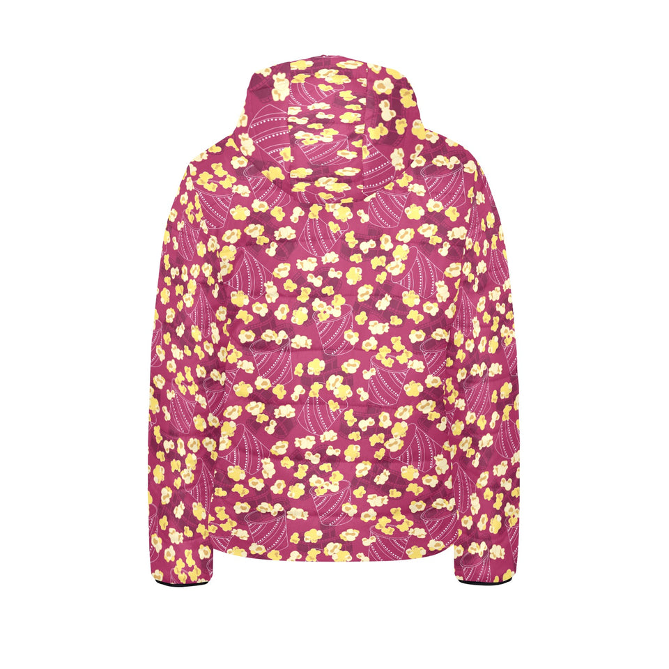 Popcorn Pattern Print Design 02 Kids' Boys' Girls' Padded Hooded Jacket