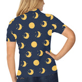 Moon star pattern Women's All Over Print Polo Shirt